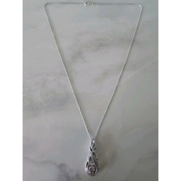 Zales Sterling Silver Infinity Pendant Gemstone Chain Necklace 18" -Discontinued - Picture 2 of 6